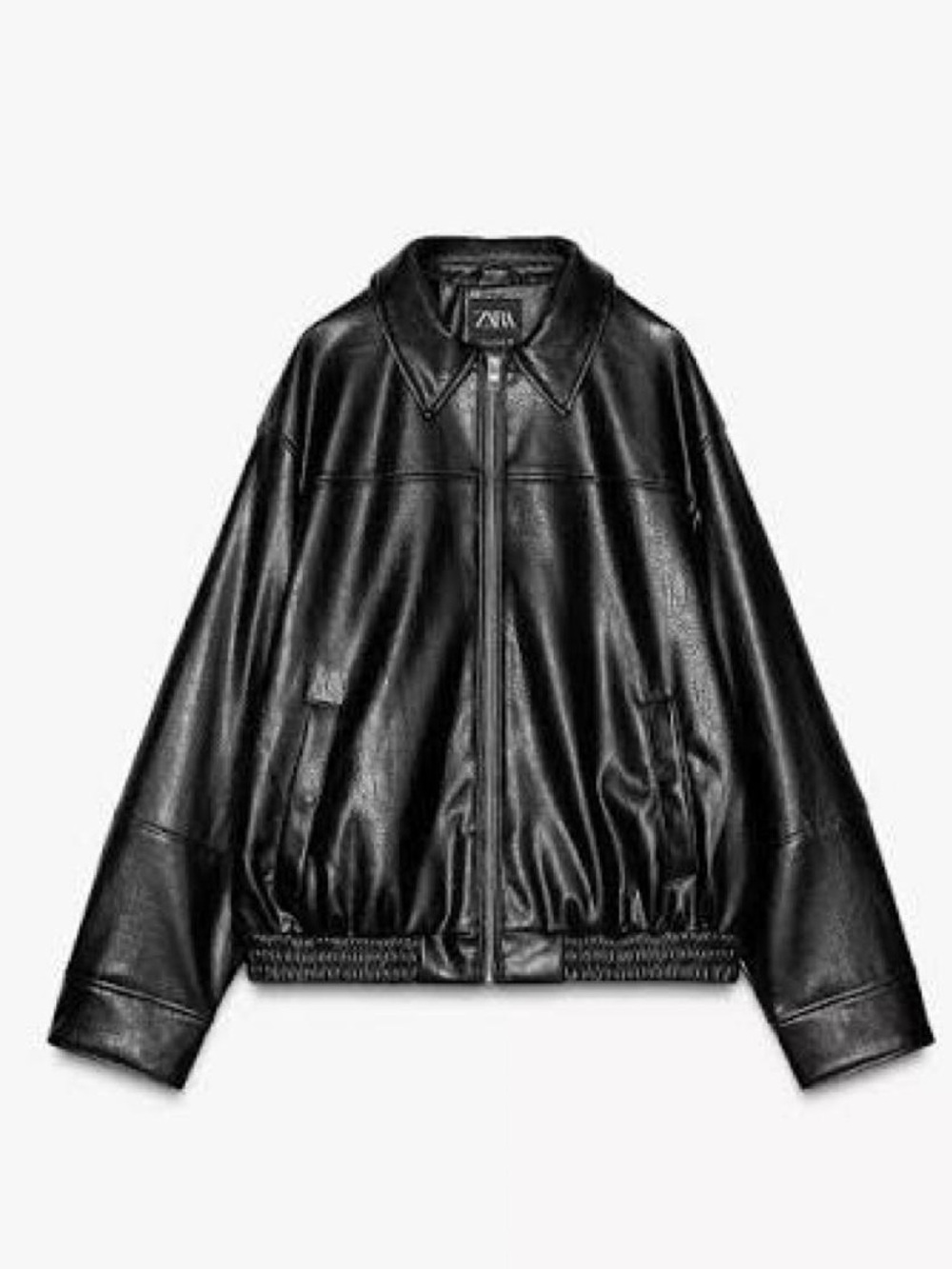 Cropped Faux Leather Bomber Jacket – Dark Brown